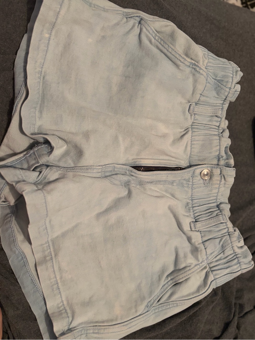 Eve Light Blue Elastic Waist Jean Shorts